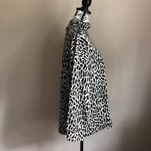 LOFT Plus Animal Spotted Mock Neck Top - Black Tan - Size 14 Plus - Picture 4 of 7